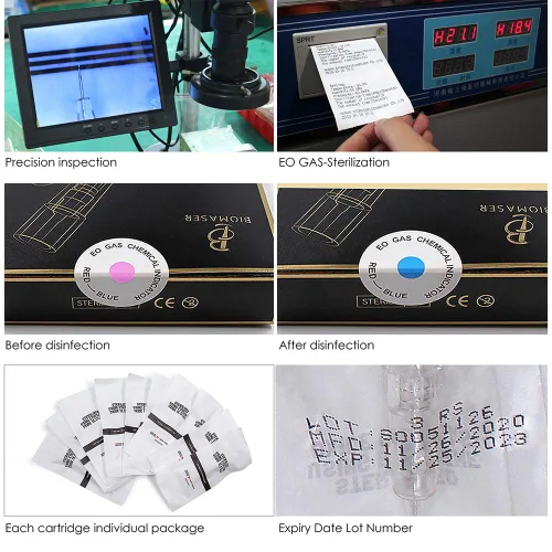 Vista 4 de BIOMASER - Agujas de cartucho, 10 agujas de tatuaje para maquillaje permanente, esterilizadas, para máquina de maquillaje permanente, bolígrafo T100