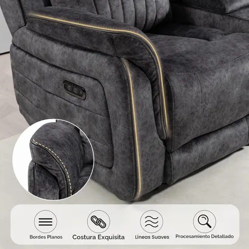 Vista 6 de Zero Gravity - Sofá biplaza reclinable eléctrico con reposacabezas ajustable, sofá reclinable eléctrico con consola, sofá reclinable eléctrico