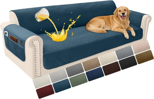 Vista 29 de Fundas de terciopelo 100% impermeables para sofá biplaza, fundas lavables para sofá de 2 plazas, fundas de sofá aptas para mascotas, protector
