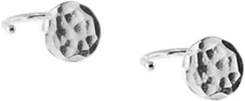 Vista 13 de Half Huggie Hammered Silver Disc Hoop Earrings for Women Tiny Cartilage Birthstone Stud Piercing Earring Hypoallergenic Screw Back Dainty Hug