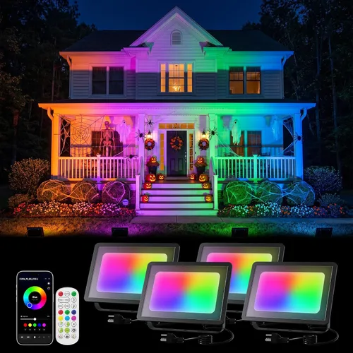 Vista 11 de FALOVE Paquete de 2 luces de inundación RGB inteligentes de 50 W de 500 W