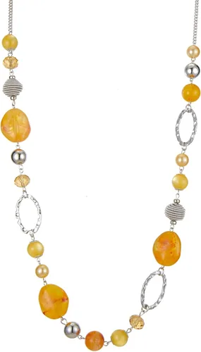 Vista 13 de BULINLIN Collar largo de cuentas para mujer, collar de cadena de suéter plateado con cuentas de resina de cristal, collar de joyería de moda