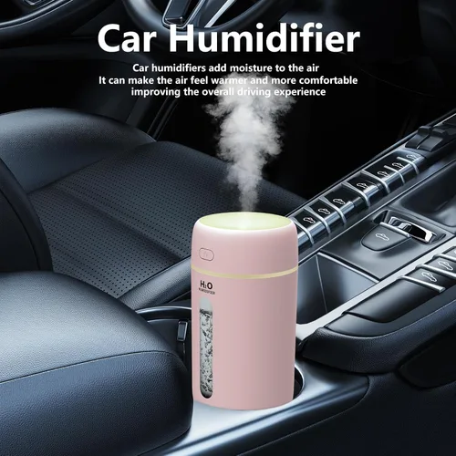 Vista 5 de Lisacool Humidificador pequeño, mini humidificador portátil para dormitorio, oficina, automóvil, viajes con luz nocturna, apagado automático, súper