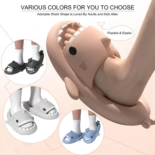 Vista 7 de EECH Sandalias de tiburón Cloud para niños y niñas, bonitas pantuflas para niños grandes, suela gruesa mejorada, sandalias de tiburón