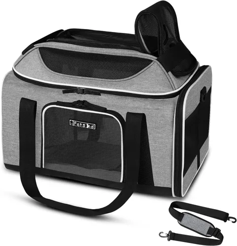 Vista 27 de Petskd Transportador de mascotas extensible superior de 17 x 11 x 9.5 pulgadas, aprobado por aerolíneas de Alaska, transportador de lados suaves