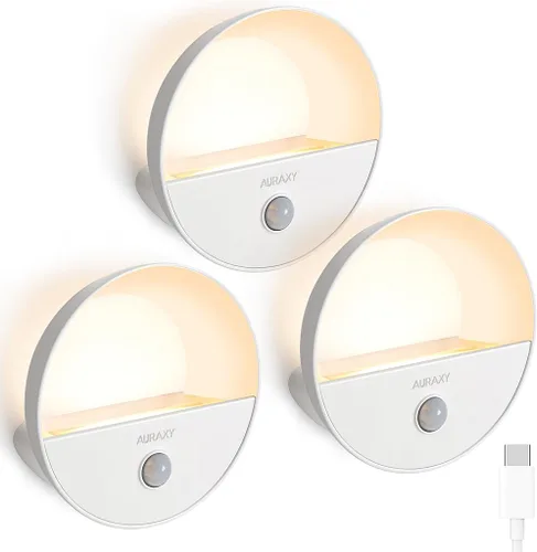 Vista 8 de AURAXY - Luz nocturna recargable con sensor de movimiento, luces nocturnas LED de batería, luz blanca fría magnética autoadhesiva con sensor