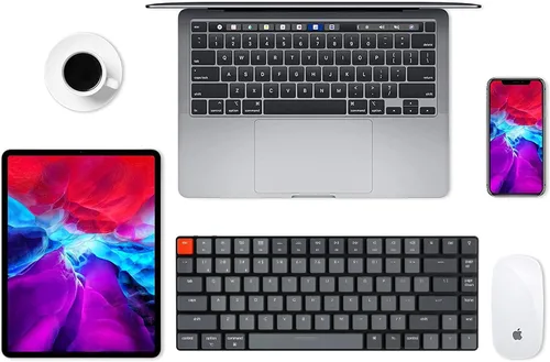 Vista 3 de Keychron Teclado mecánico inalámbrico Bluetooth K3 versión 2 84 teclas 75 diseño blanco LED retroiluminado teclado con cable para Mac Windows