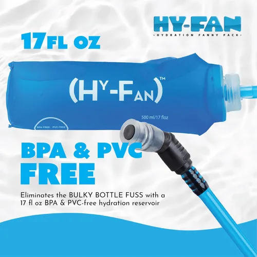 Vista 6 de HY-FAN Riñonera de hidratación con vejiga, 17 onzas, sin BPA, diseño manos libres, bolsillos seguros, ideal para actividades atléticas al aire Verde
