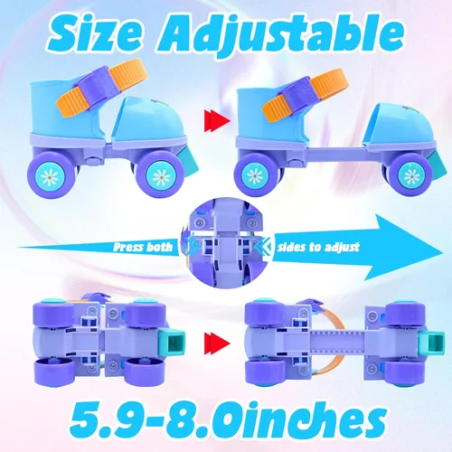 Vista 3 de Kids Roller Skate for Girls Boys Ages 2-5 Years Old, Adjustable Toddler Rollerskates, Children Beginner Roller Skate RS209