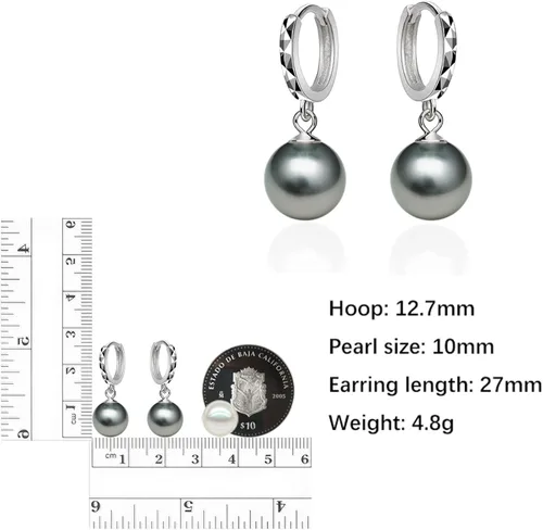 Vista 2 de Aretes colgantes de perlas AAA+ chapados en oro de 18 quilates seleccionados a mano para agricultura de agua dulce para mujer, juego de joyería