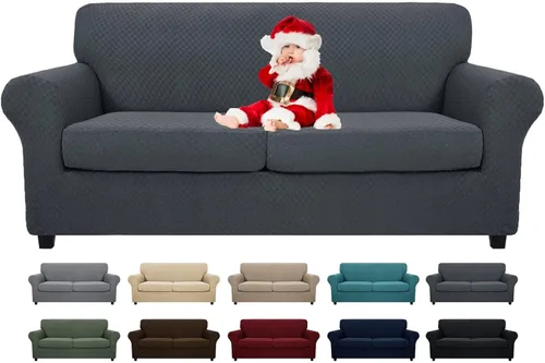 Vista 11 de MAXIJIN funda para sofá de 4 piezas, para sofás de 3 plazas, muy elástica, no se desliza, para perros, para mascotas, protector elástico de muebles