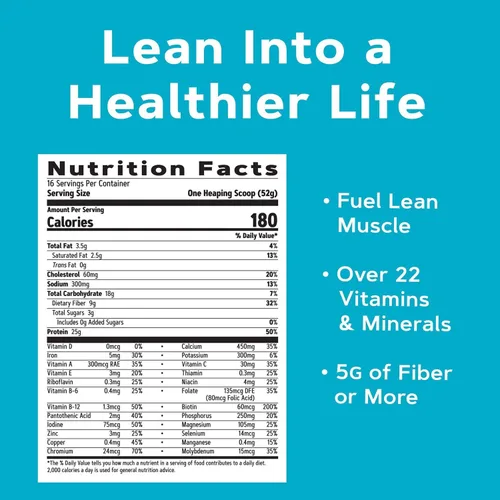 Vista 5 de GNC Total Lean Lean Shake 25 - Mantequilla de maní y chocolate (16 porciones)