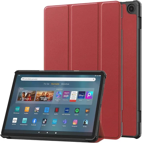 Vista 14 de Funda tipo folio con tapa para tablet Fire Max 11, ajuste delgado, de piel sintética de alta calidad, parte trasera dura, con función de apagado