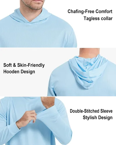 Vista 4 de ProtectX Sudadera ligera de manga larga con protección solar de alta visibilidad, UPF 50+ de secado rápido, camisa SPF UV, ropa activa