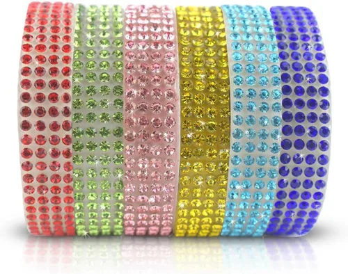 Vista 2 de 6 rollos de cinta de diamantes de imitación de cristal, rollo de cinta de diamante para manualidades, cinta de diamantes de imitación autoadhesiva