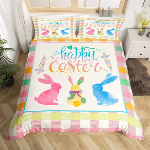 Vista 26 de Erosebridal Juego de funda de edredón de Pascua de conejos, tamaño Color 01