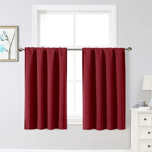 Vista 173 de Cortinas opacas para dormitorio, sala de estar, juego de 2 paneles de 54 pulgadas de largo, cortinas de oscurecimiento de habitación con aislamiento