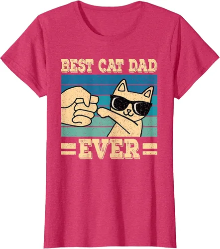 Vista 28 de Best Cat Dad Ever Vintage Funny Cat Lover Retro Men T-Shirt Asphalt Grey