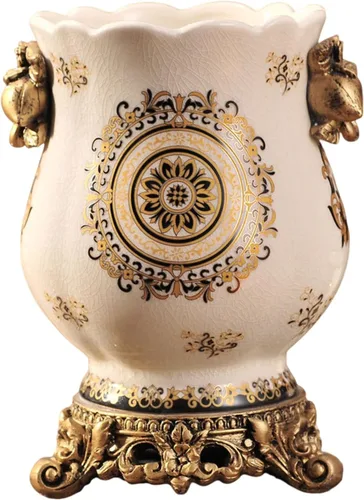 Vista 2 de Jarrón chino de porcelana de cerámica para decoración del hogar, florero japonés de 10.5 pulgadas, recipiente sofisticado para ramas decorativas