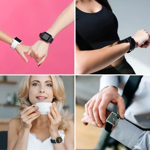 Vista 6 de cobee 2 correas de reloj de silicona, correas de reloj suaves impermeables de liberación rápida con hebilla de acero inoxidable plateada u dorada