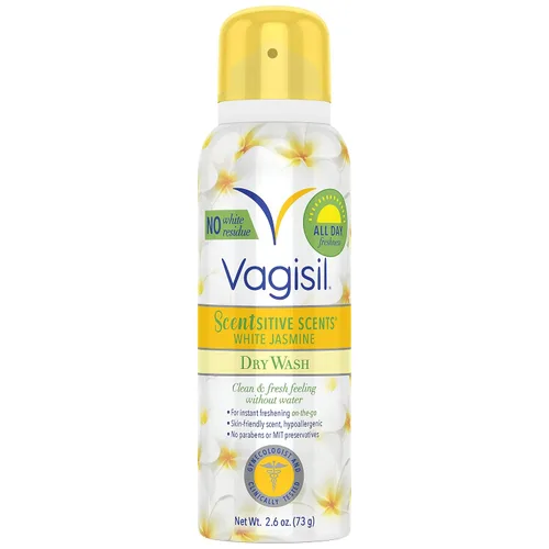 Vista 8 de Vagisil Scentsitive Scents - Desodorante en aerosol de lavado en seco femenino para mujer, probado por ginecólogos, sin parabenos, jazmín blanco