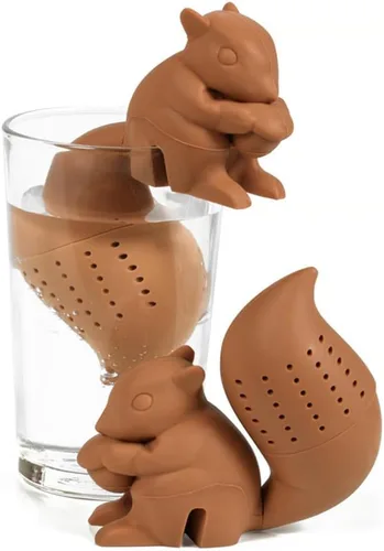 Vista 5 de Infusor de té en forma de ardilla, colador de silicona reutilizable para té o café de hojas sueltas