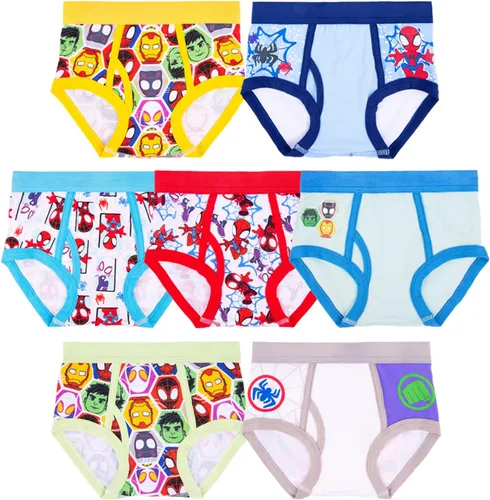 Vista 8 de Spiderman Ropa interior exclusiva de superhéroes para niños pequeños con Iron Man, Hulk y más 2/3t & 4t Paquete de 7 calzoncillos Spidey Multi-Hero