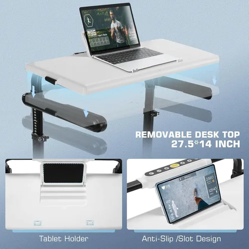 Vista 6 de ANCHEER Caminadora con escritorio, caminadora plegable de 3.5 HP con 15% de inclinación y barra de mango, ultra silenciosa, capacidad de 450 libras