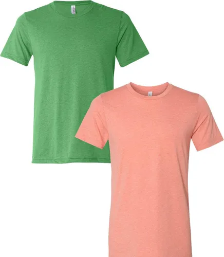 Vista 108 de Bella Canvas 3413c para hombre (1) Triblend verde + (1) Triblend rojo