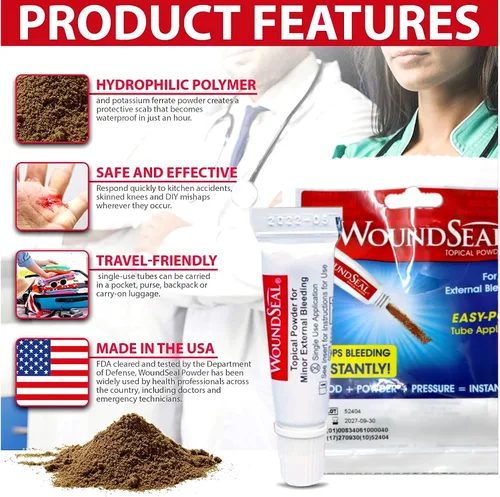 Vista 7 de Polvo para heridas Woundseal 4 EA., paquete de de 1, Blanco, 4