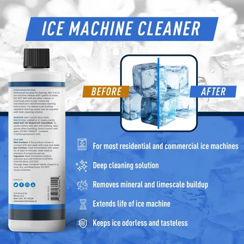 Vista 6 de Essential Values Limpiador y Descalcificador para Máquina de Hielo 16 fl oz - Limpiador y Descalcificador para Fabricadora de Hielo - Compatible