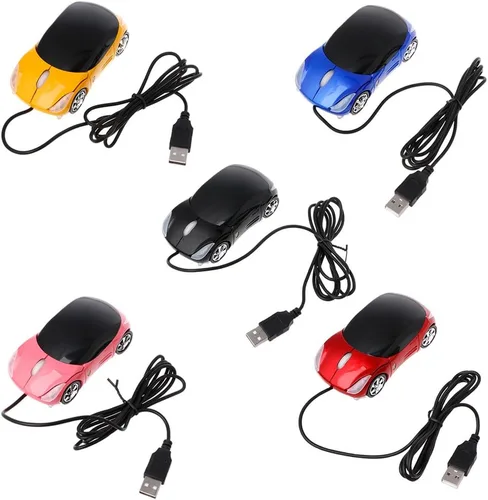 Vista 9 de 1000DPI Mini forma de coche USB óptico con cable innovador 2 faros ratón para PC ordenador portátil