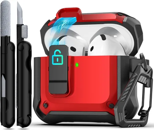 Vista 152 de R-fun Funda de carga compatible con AirPods de 2ª generación 2019, 1ª generación 2016, protección completa contra caídas, tapa desplegable