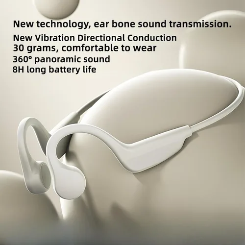 Vista 2 de Auriculares de conducción ósea, auriculares óseos, auriculares inalámbricos BT Fitness actualizados con micrófono, 8 horas de reproducción