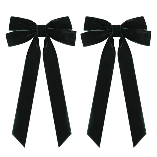 Vista 2 de 2 lazos de terciopelo para el cabello, pinzas de cinta para el cabello verde, pinzas de cocodrilo para otoño, accesorios para el cabello