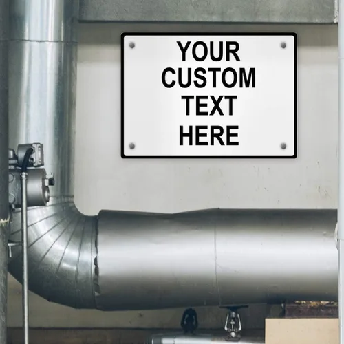 Vista 4 de Letrero de metal resistente a la intemperie de aluminio, varios tamaños, texto personalizado aquí, blanco y negro, regulación de tráfico, letreros