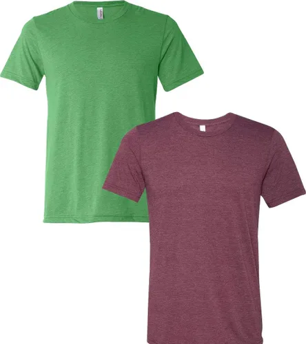 Vista 216 de Bella Canvas 3413c para hombre (1) Triblend verde + (1) Triblend rojo