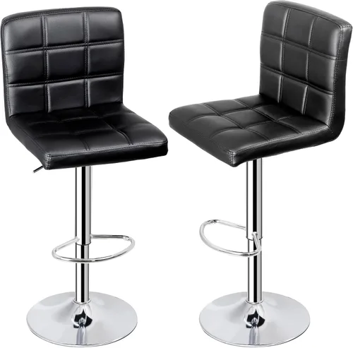 Vista 6 de ZenStyle Taburetes de bar de altura de mostrador, juego de 2 taburetes de bar giratorios ajustables, sillas de cuero PU para taburete de cocina