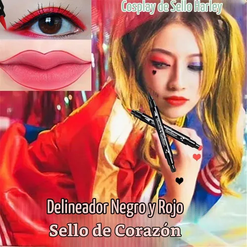 Vista 9 de Sello de delineador líquido negro Go Ho, sello de maquillaje en forma de corazón, regalos en forma de corazón, lápiz delineador impermeable de doble