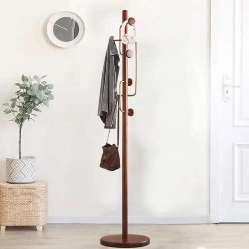 Vista 16 de Perchero de madera independiente, colgador de árbol de pasillo con ganchos de resina, perchero ajustable y resistente para colgar ropa, bolsas