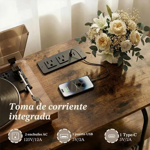 Vista 5 de Faesun - Soporte para tocadiscos con almacenamiento de vinilo, armario grande de almacenamiento de discos de madera con capacidad para más de 200