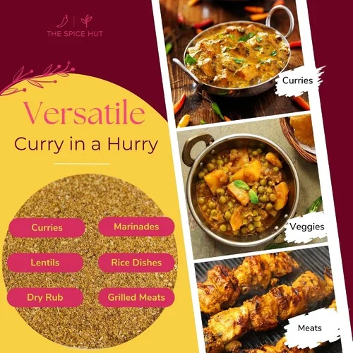Vista 5 de Spice Hut - Condimento orgánico en polvo de curry a prisa por Spice Hut, sin sal, explosión de sabor indio para cualquier plato, especias masala