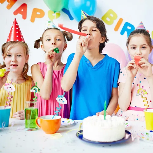 Vista 3 de 15 pajitas de plástico reutilizables rizadas para niños y adultos, pajitas coloridas y divertidas para actividades en el aula, regalo para el día