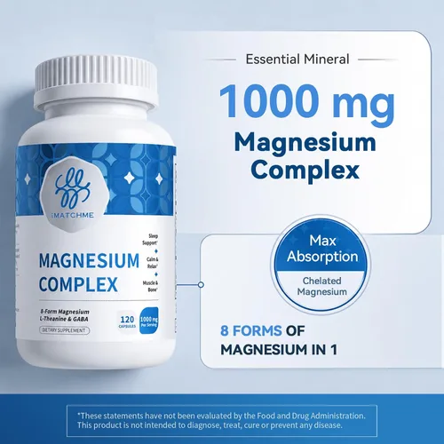 Vista 2 de Complejo de magnesio 1000mg para mujeres, 8 formas, alta absorción, 240