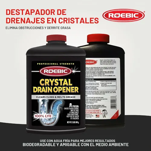 Vista 2 de Roebic - Abridor de drenaje de cristal resistente, 2 libras