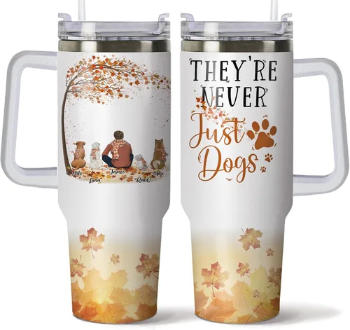 Vista 10 de Gossby Vaso personalizado de 40 onzas con asa y tapa, regalo personalizado para papá para hombres con diseño, nombre, vaso aislado de acero Hombre