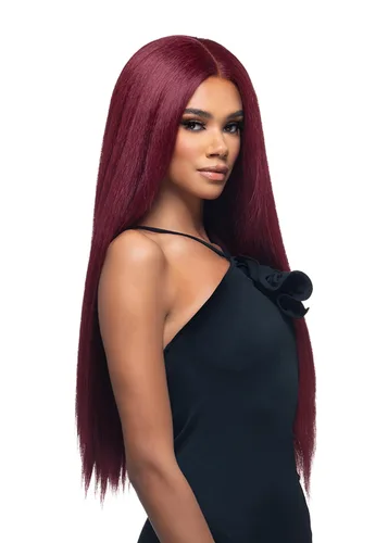 Vista 4 de Vivica A. Fox WNB-2, mezcla de cabello humano, peluca de encaje frontal, color 530, vino tinto