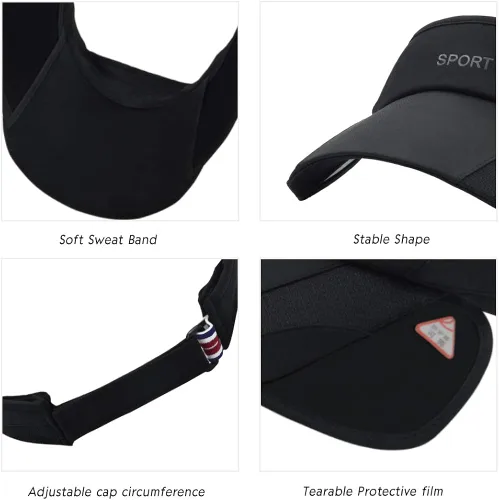 Vista 4 de Sombreros de visera deportiva de verano para hombre y mujer, con ala ancha, ajustable, para golf