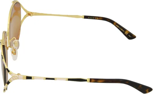 Vista 3 de Gucci GG0595S - Gafas de sol para mujer color dorado marfil negronaranja sombra 5917135 Color dorado mezcla de rayas 59