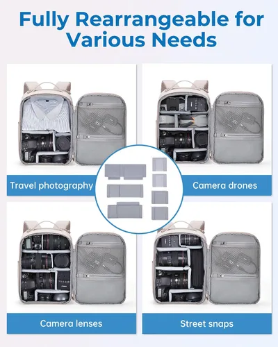 Vista 5 de BAGSMART Mochila para cámara, DSLR SLR SLR - Bolsas para cámara pequeña para fotógrafos compatibles con Sony Canon Nikon, correa para el hombro